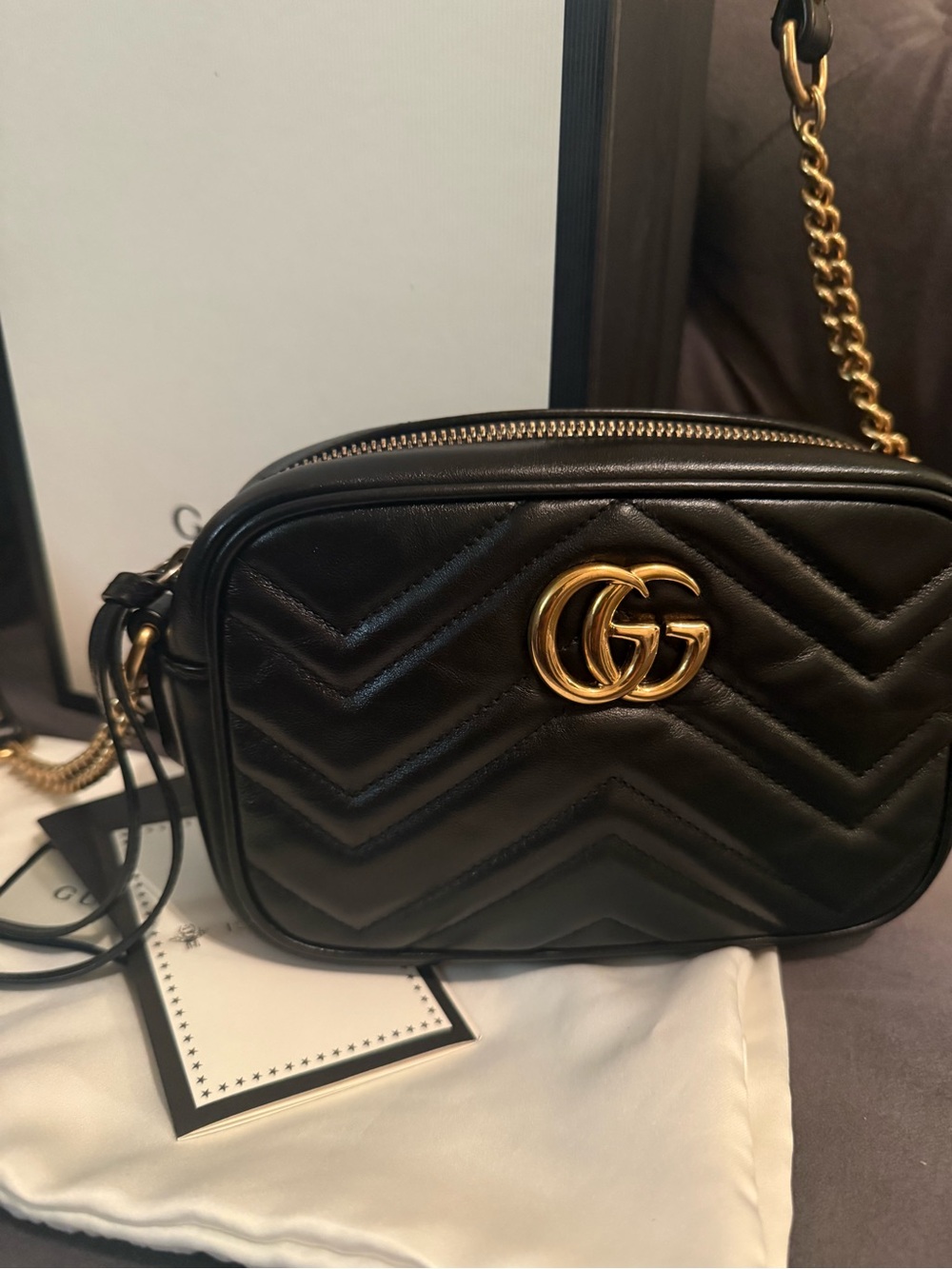 🔥GUCCI Marmont Small Calfskin Leather Shoulder Bag Black with receipt 🔥 - Picture 17 of 17